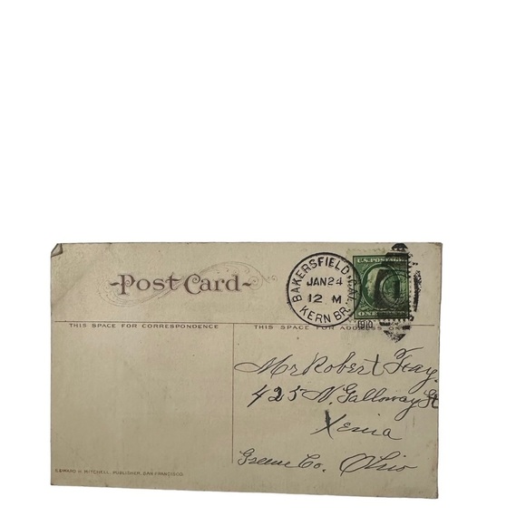 Vtg 1910 Postcard St Francis Catholic Church Bakersfield California CA Divided - Picture 2 of 3